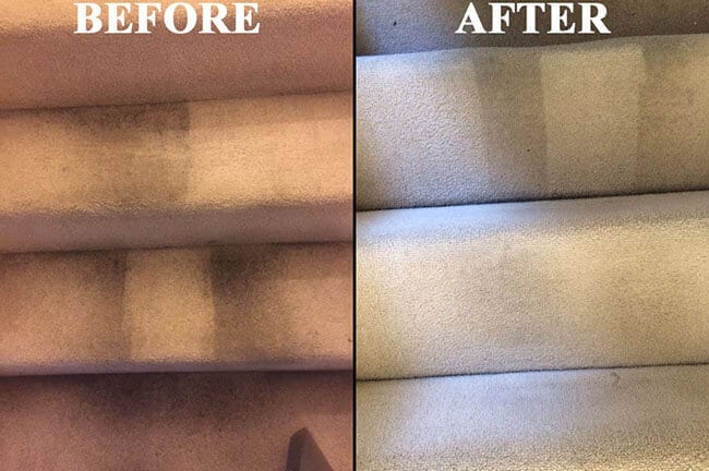 Before and after professional carpet cleaning